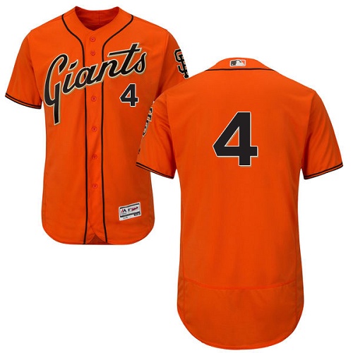 Giants #4 Mel Ott Orange Flexbase Authentic Collection Stitched MLB Jersey - Click Image to Close